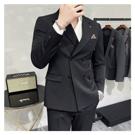 Pánský komplet dvouřadé sako + kalhoty oblek luxusní JFC FASHION