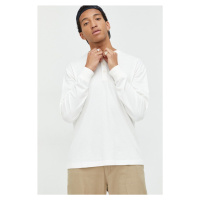 Bavlněné tričko s dlouhým rukávem Abercrombie & Fitch bílá barva