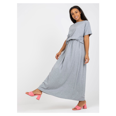 Gray maxi dress plus size basic with short sleeves Fashionhunters