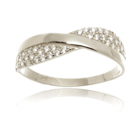 Dámský prsten z bílého zlata s čirými zirkony PR0470F + DÁREK ZDARMA Titan