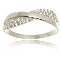 Dámský prsten z bílého zlata s čirými zirkony PR0470F + DÁREK ZDARMA