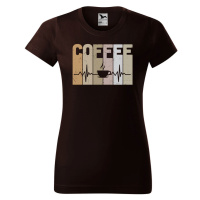 DOBRÝ TRIKO Dámské tričko s potiskem Tep srdce coffee Barva: Tyrkysová