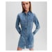 Šaty karl lagerfeld jeans klj lslv pintuck denim dress stone washed bright blue