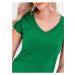 Zelené dámské basic tričko s véčkovým výstřihem Edoti