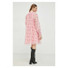 Šaty Bruuns Bazaar růžová barva, mini, oversize