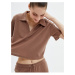 Koton Crop Pajama Top Polo Neck Textured Short Sleeve