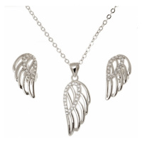 Stříbrná souprava náhrdelníku a naušnic andělská křídla AGSET206SR