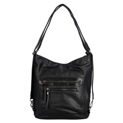 Módní dámský koženkový kabelko-batoh Flora, černá ROMINA & CO