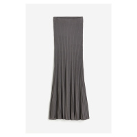 H & M - Žebrovaná sukně s rozšířeným zakončením - šedá