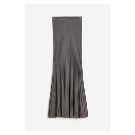 H & M - Žebrovaná sukně s rozšířeným zakončením - šedá H&M