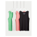 Sada čtyř holčičích tílek v černé, růžové, bílé a zelené barvě Marks & Spencer