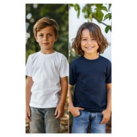 Trendyol Navy Blue-White Boy's 2-Piece Basic Knitted T-Shirt