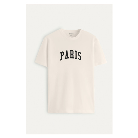 Tričko, Barva Ekru, s Potiskem Paris Letters Hedrix