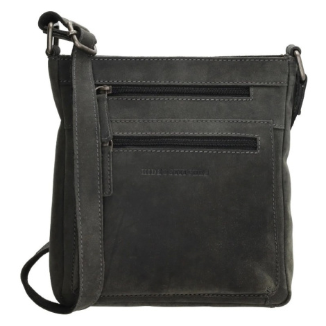 Hide & Stitches Černá kožená crossbody kabelka „Anne“