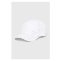Bavlněná baseballová čepice Calvin Klein bílá barva, s aplikací, K60K611999