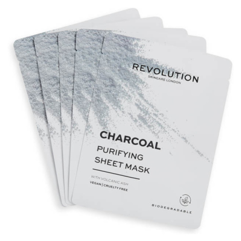 Revolution Skincare Sada pleťových masek s černým uhlím Biodegradable (Purifying Charcoal Sheet 