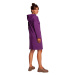 B238 Šaty s vysokým límcem a leopardím vzorem - fialové