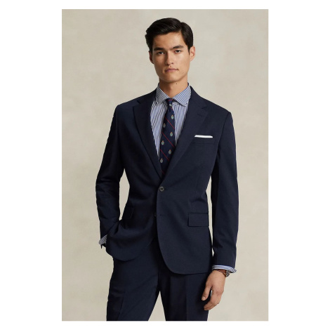 Blazer s příměsí vlny Polo Ralph Lauren tmavomodrá barva, 715921717