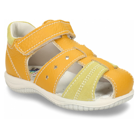 Žluté kožené dívčí sandály