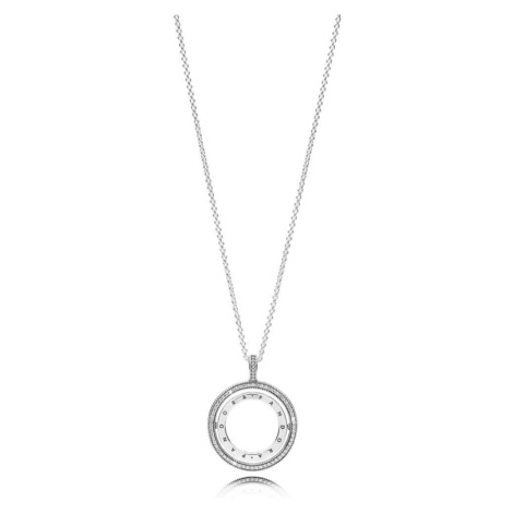 Pandora Luxusní stříbrný náhrdelník s oboustranným přívěskem 397410CZ-60  (řetízek, přívěsek) | Modio.cz