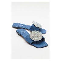 LuviShoes KLAP Jeans Women's Slippers with Blue Stones