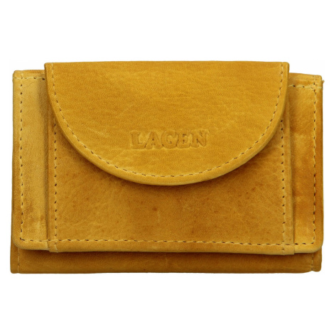 Dámská kožená slim peněženka Lagen Mellba - žlutá