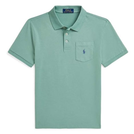 Dětská bavlněná polokošile Polo Ralph Lauren zelená barva, 323942065002