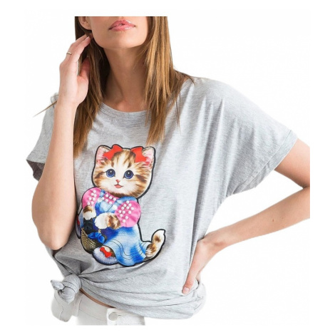 Dámské šedé tričko s motivem kočky
