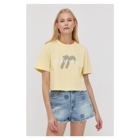 Bavlněné tričko Miss Sixty žlutá barva