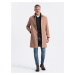 Ombre Single-breasted men's long coat with collar and bolster - brown