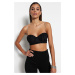 Trendyol Black Crop Lined Woven Shiny Stone Bustier