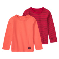 lupilu® Dívčí termo triko s dlouhými rukávy, 2 kusy (pruhy/korálová)