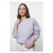 Trendyol Lilac Thick Fleece Inside Regular/Normal Fit Crew Neck Basic Knitted Sweatshirt