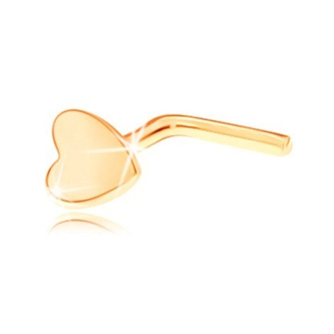 Piercing do nosu ve žlutém zlatě 375 - malé lesklé srdíčko, zahnutý Šperky eshop