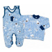 Baby Nellys 2-dílná sada, bavlněné dupačky s košilkou Medvídek, modrá, vel.