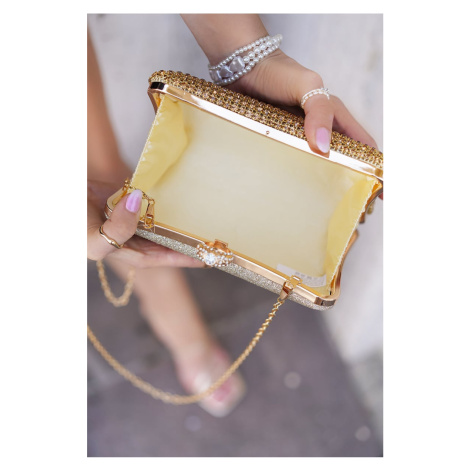 Zlatá společenská clutch kabelka Shelly Paris Style