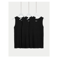Sada tří pánských basic tílek v černé barvě s technologií Cool & Fresh™ Marks & Spencer