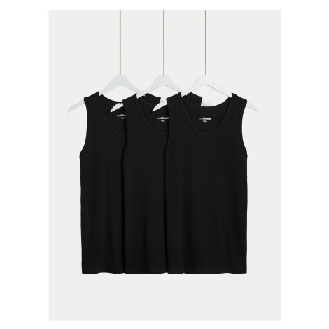 Sada tří pánských basic tílek v černé barvě s technologií Cool & Fresh™ Marks & Spencer