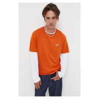 Bavlněné tričko Tommy Jeans oranžová barva, s potiskem