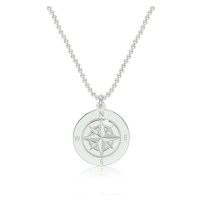 Stříbrný 925 náhrdelník - obrys kruhu s vyobrazeným kompasem a světovými stranami
