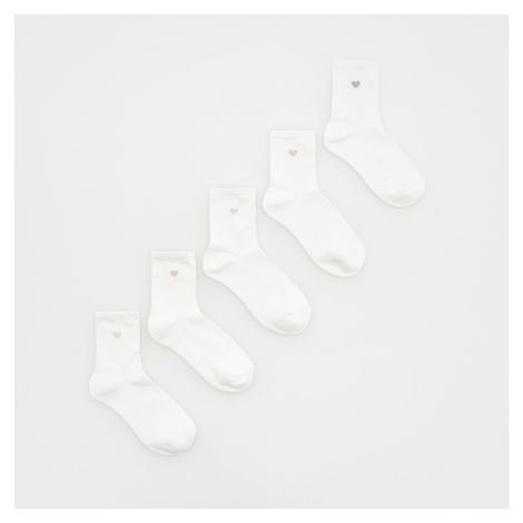 Reserved - Sada 5 párů ponožek s vysokým podílem bavlny - Krémová