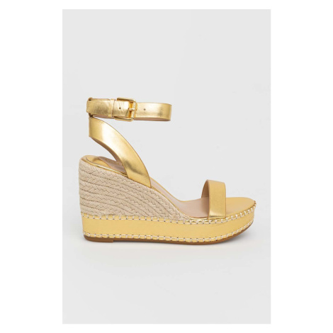 Kožené sandály Lauren Ralph Lauren 802898505001 dámské, zlatá barva, na klínku