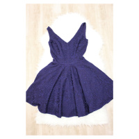 Společenské dámské šaty na ramínka s kolovou sukní tmavě modré - Tmavě modrá / - Sherri