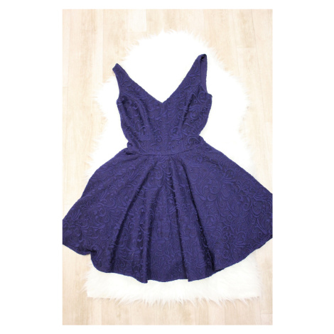 Společenské dámské šaty na ramínka s kolovou sukní tmavě modré - Tmavě modrá / - Sherri