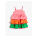 Koton Dress Color Block Layered Layered Straps Pompom Detail Cotton.