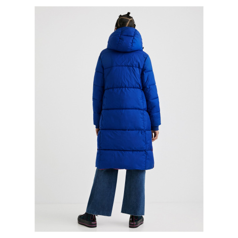 Modrý dámský prošívaný zimní kabát Desigual Corea | Modio.cz