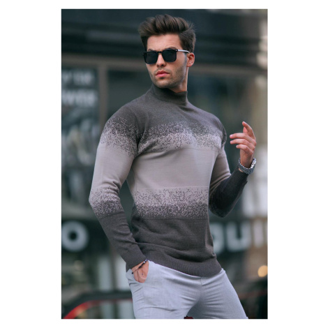 Madmext Brown Turtleneck Patterned Sweater 6845