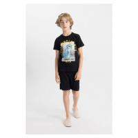 DEFACTO Boy's Printed Short Sleeve Pajama Set with Shorts