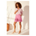 Trendyol Pink 100% Linen Pleated High Waist Shorts