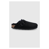 Semišové papuče Birkenstock Boston černá barva